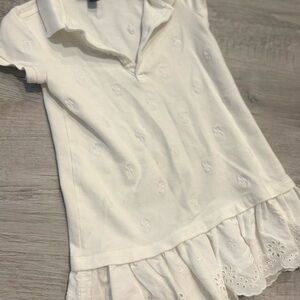 Ralph Lauren White Polo Dress with Eyelet Hem